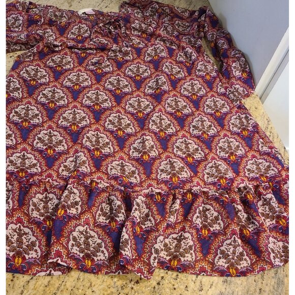 Band Of Gypsies Women's L Floral Print Mini Dress Wine Fairy Whimsy Goth Boho - Picture 5 of 13